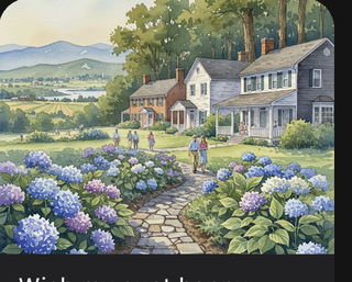 Watercolor garden path birthday scene