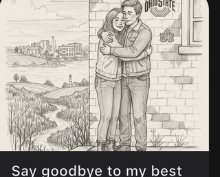 Pencil-sketch style farewell scene